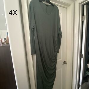 SHEIN Green Long Sleeve Dolman Sheath Dress